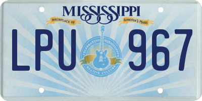 MS license plate LPU967