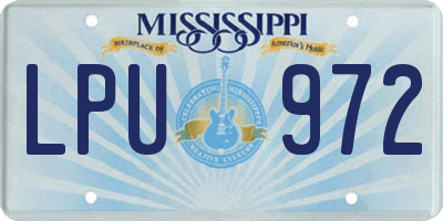 MS license plate LPU972