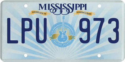 MS license plate LPU973