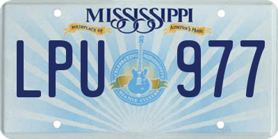 MS license plate LPU977