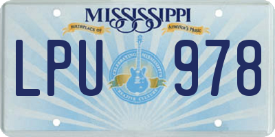 MS license plate LPU978