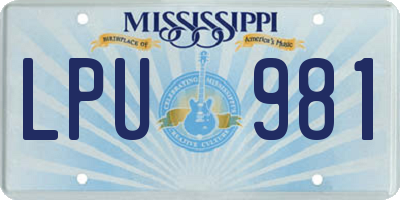 MS license plate LPU981