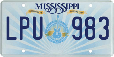 MS license plate LPU983