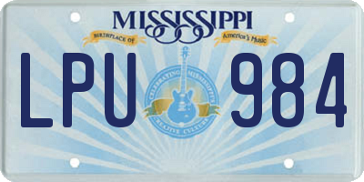 MS license plate LPU984