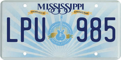 MS license plate LPU985