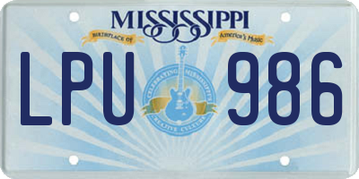 MS license plate LPU986