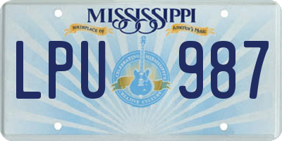 MS license plate LPU987