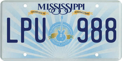 MS license plate LPU988