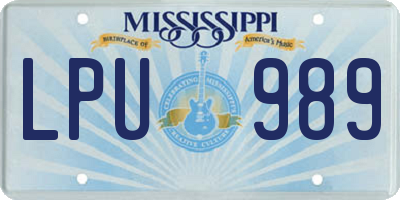 MS license plate LPU989