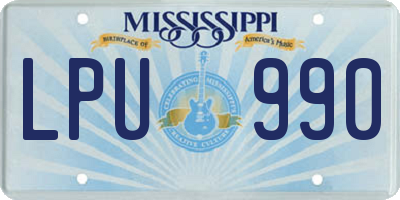 MS license plate LPU990