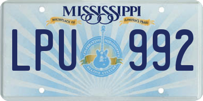 MS license plate LPU992
