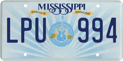MS license plate LPU994