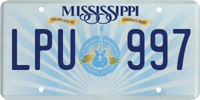 MS license plate LPU997