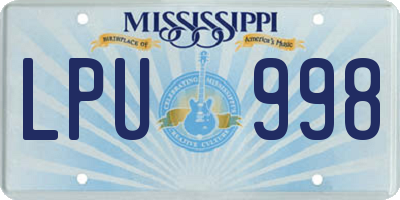 MS license plate LPU998