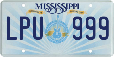 MS license plate LPU999
