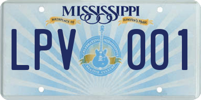 MS license plate LPV001