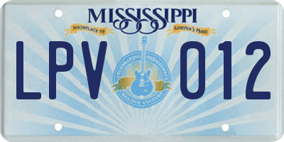MS license plate LPV012