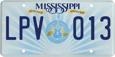 MS license plate LPV013