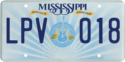 MS license plate LPV018