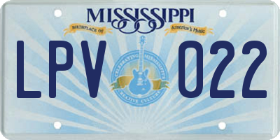 MS license plate LPV022