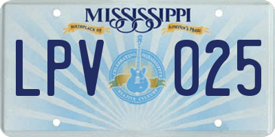 MS license plate LPV025