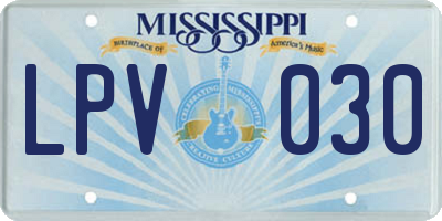 MS license plate LPV030