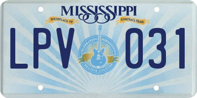 MS license plate LPV031