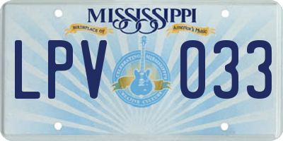 MS license plate LPV033