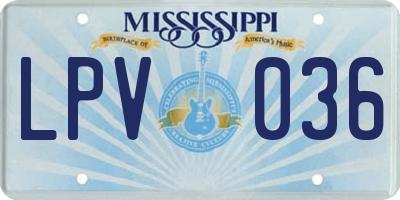 MS license plate LPV036