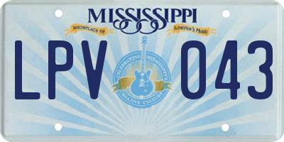 MS license plate LPV043