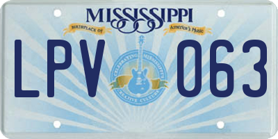 MS license plate LPV063