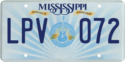 MS license plate LPV072