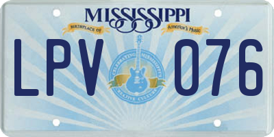MS license plate LPV076