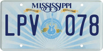 MS license plate LPV078