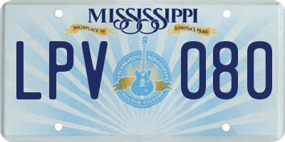 MS license plate LPV080