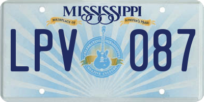 MS license plate LPV087