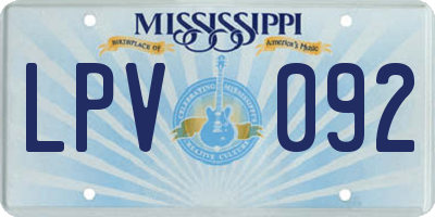 MS license plate LPV092
