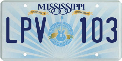 MS license plate LPV103