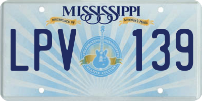 MS license plate LPV139