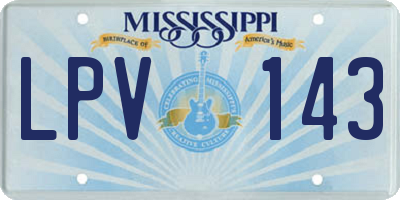 MS license plate LPV143