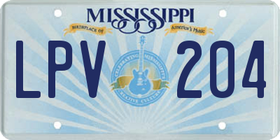 MS license plate LPV204