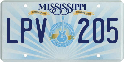 MS license plate LPV205