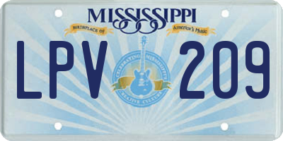 MS license plate LPV209