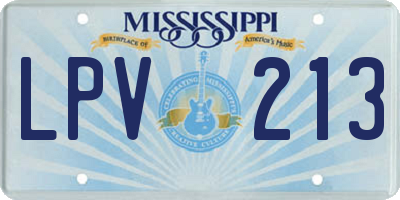 MS license plate LPV213