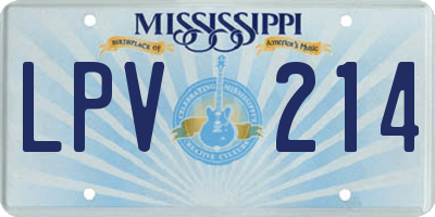 MS license plate LPV214