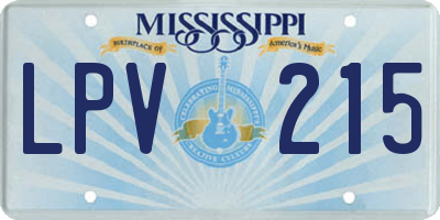 MS license plate LPV215