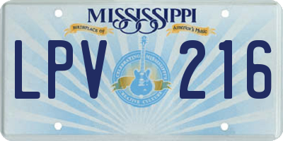 MS license plate LPV216