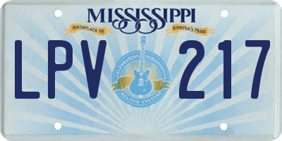 MS license plate LPV217