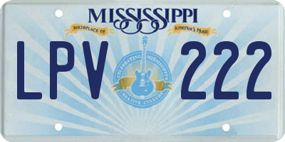 MS license plate LPV222
