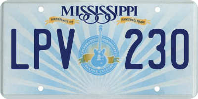 MS license plate LPV230